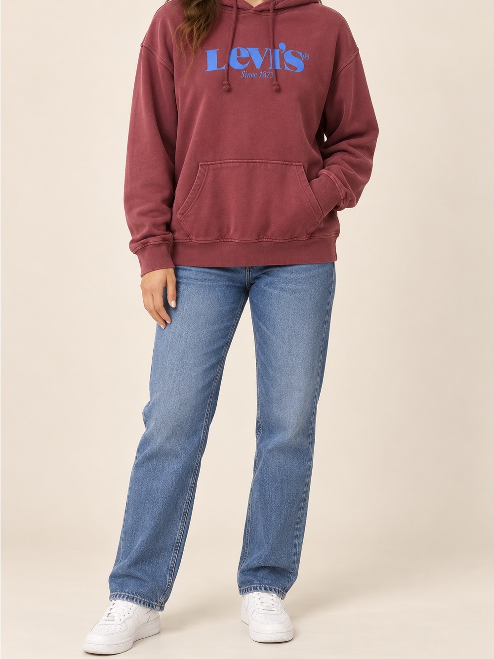 Levi's Women's Burgundy Red Logo Pullover Hoodie Sweatshirt size Small